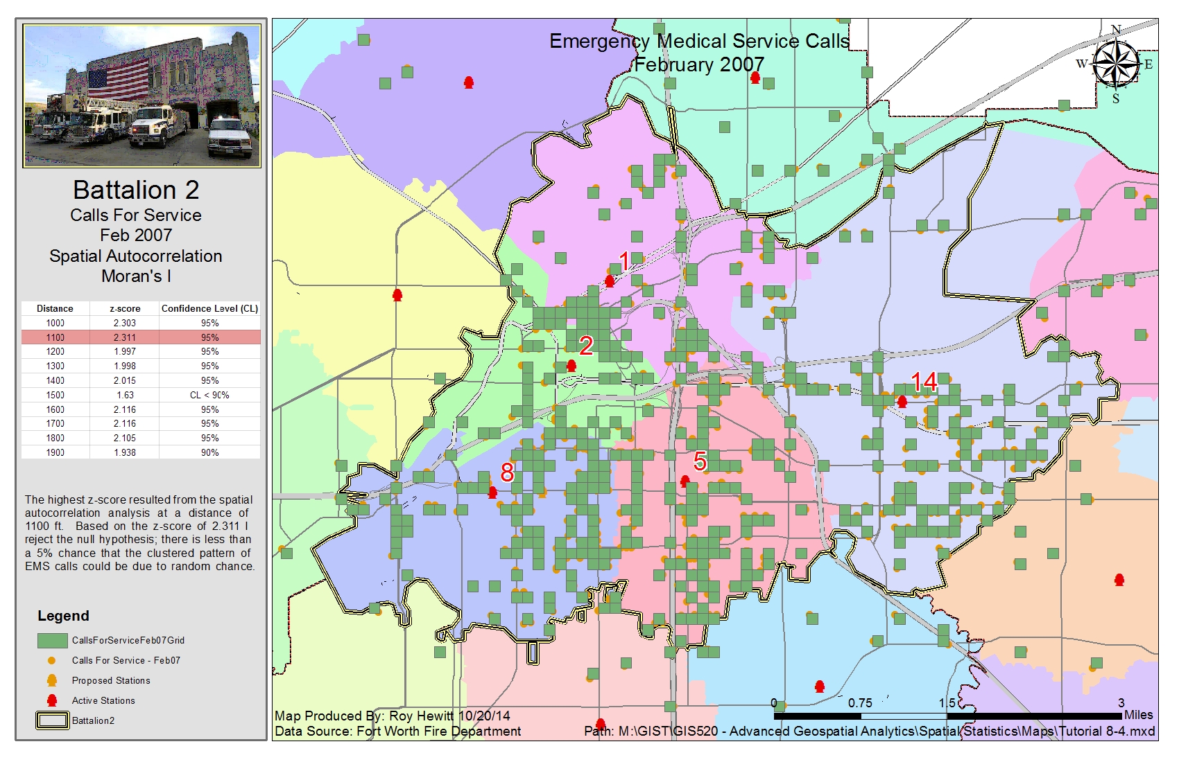 Map of EMS call Spatial Autocorrelation