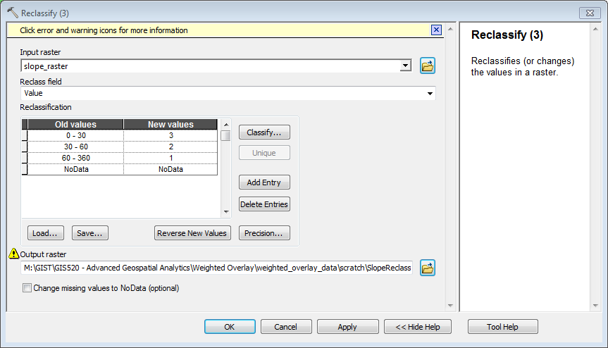 Slope Reclassification